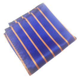 Royal Blue with Golden Stripes Pocket Square