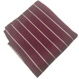 Maroon with Silver Stripes Pocket Square