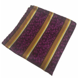 Magenta Floral Design with Golden Stripes Pocket Square