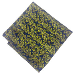 Dark Blue with Golden Floral Design Pocket Square