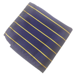 Dark Blue with Golden Stripes Pocket Square