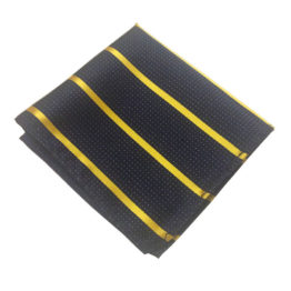 Dark Blue Polka Dots with Golden Stripes Pocket Square
