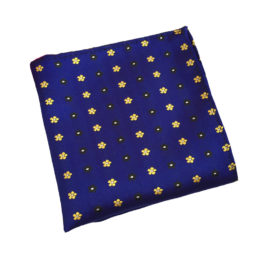 Royal Blue Pocket Square with Yellow Flowers